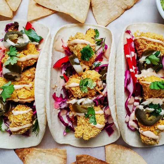 Coconut Crusted Cauliflower Tacos