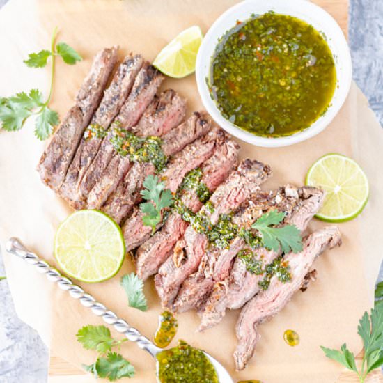 Grilled Flank Steak w/ Chimichurri