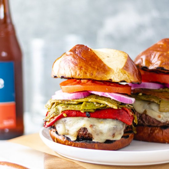 Roasted Green Chile Cheeseburgers