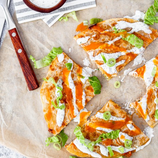 The Best Buffalo Chicken Quesadilla