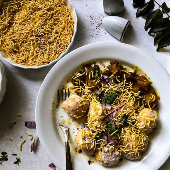 Dahi vada chaat with potato curry