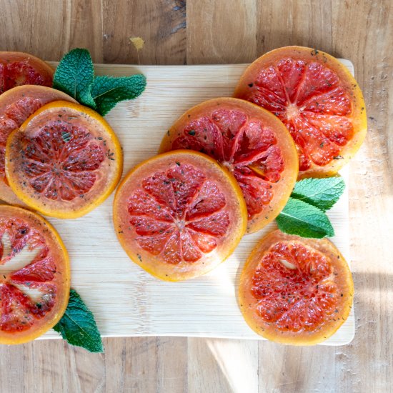 Candied Grapefruit with Mint