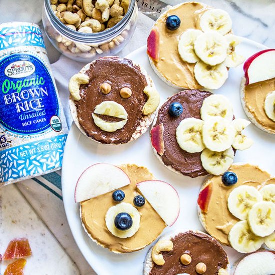 Animal Face Chocolate PB Rice Cakes