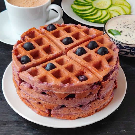 Eggless Blueberry Savory Waffles