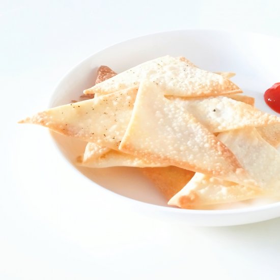 HOW TO MAKE CRISPY BAKED WONTON CHIPS