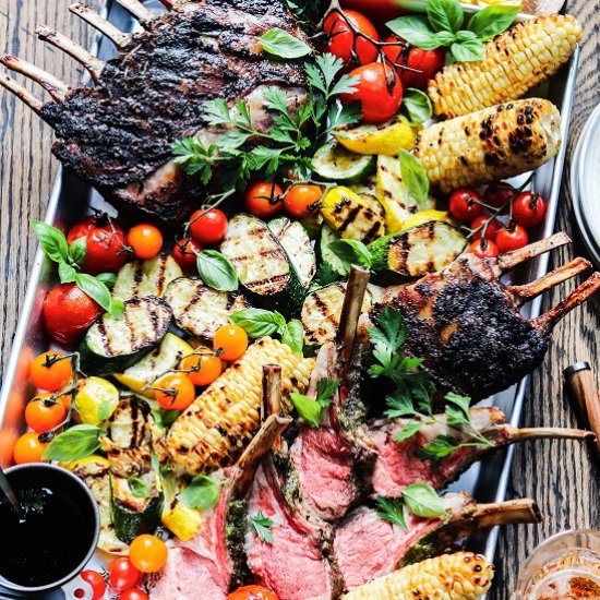 grilled rack of lamb & vegetables