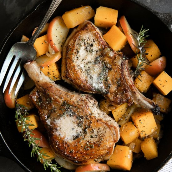 Pork Chops with Butternut Squash