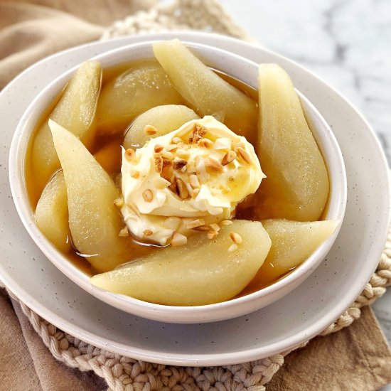 Orange and Cinnamon Poached Pears