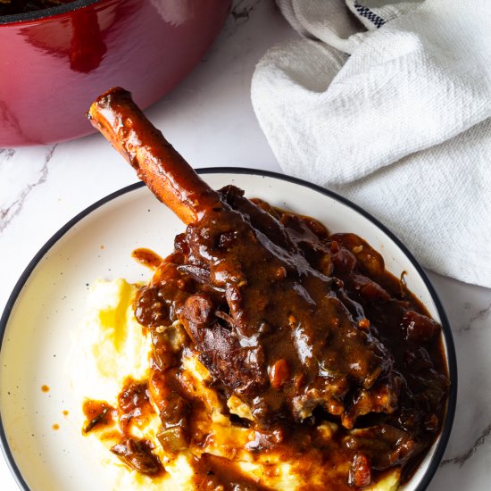 Slow Cooked Lamb Shank In Red Wine