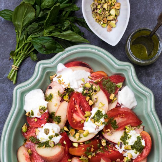 Burrata Caprese with Peaches