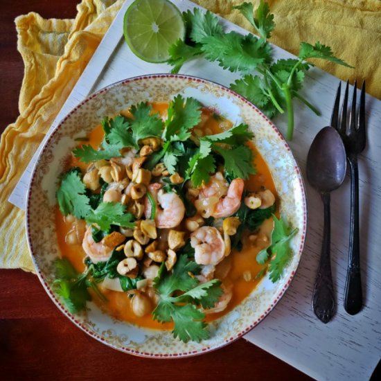 Shrimp Red Thai Curry With Chickpea