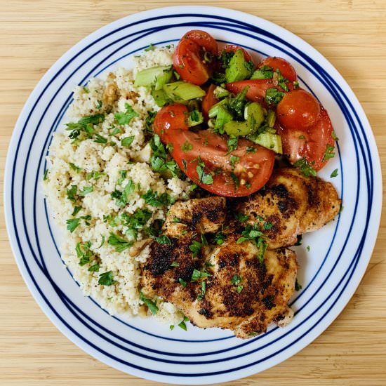 Chicken with lemon walnut couscous