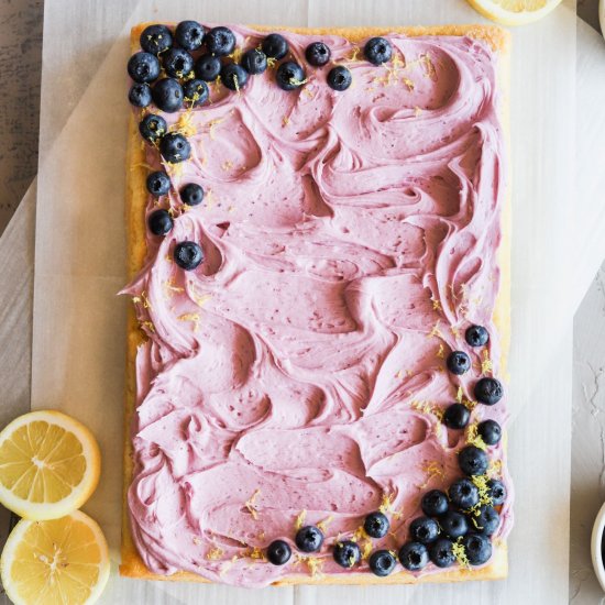 Lemon Sheet Cake with Blueberries