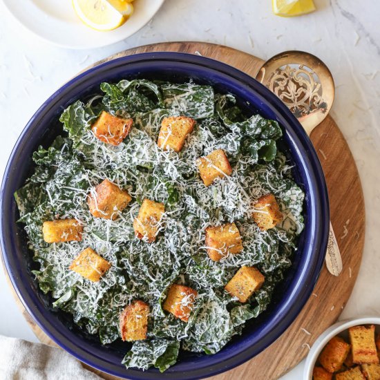 Gluten Free Kale Caesar Salad