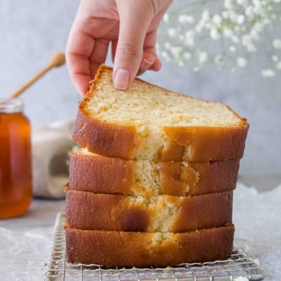 Moist honey tea cake loaf