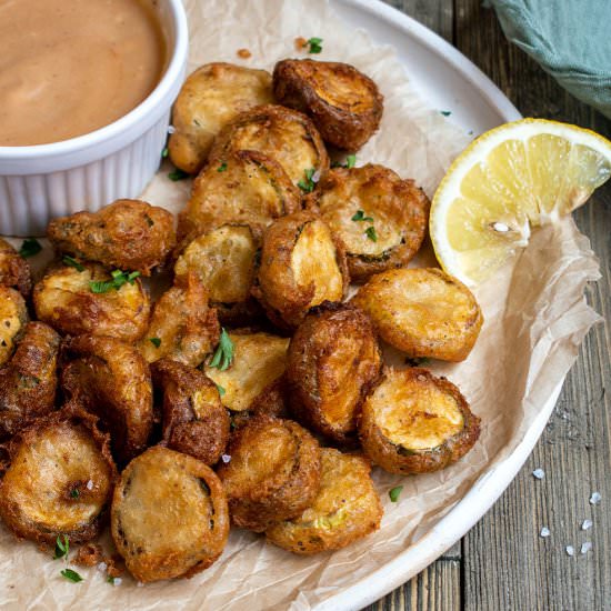 Cajun beer battered fried pickles