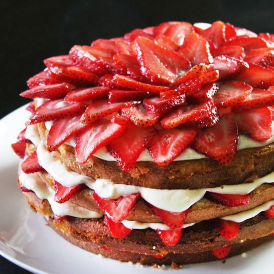 Strawberries and cream cake