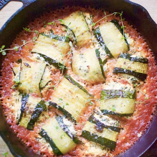 zucchini involtini with swiss chard