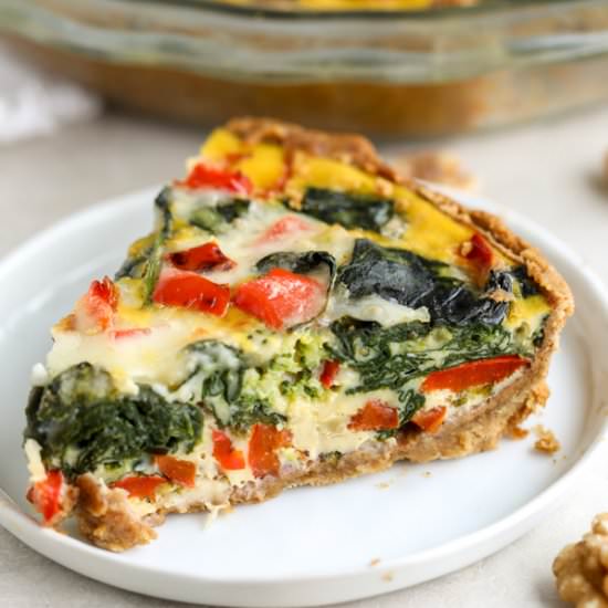 Veggie Quiche with Walnut Crust