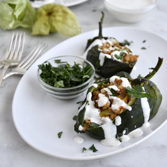 Chicken Stuffed Poblano Peppers