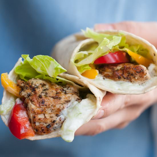 Greek chicken wrap with tzatziki