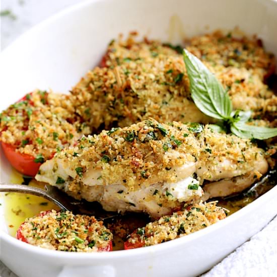 Pesto Goat Cheese Stuffed Chicken