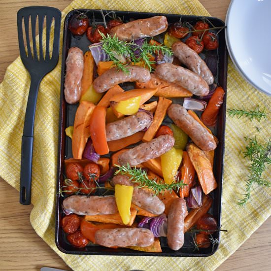 Sausage and Sweet Potato Traybake