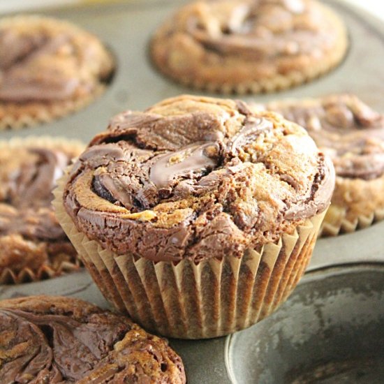 Nutella Swirled Banana Muffins