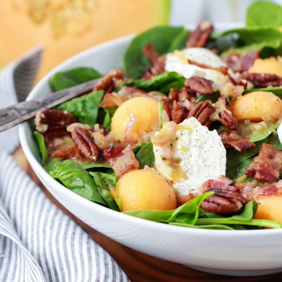 Melon Bacon Burrata Salad