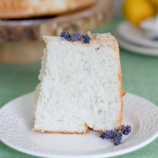 Lemon Lavender Angel Food Cake