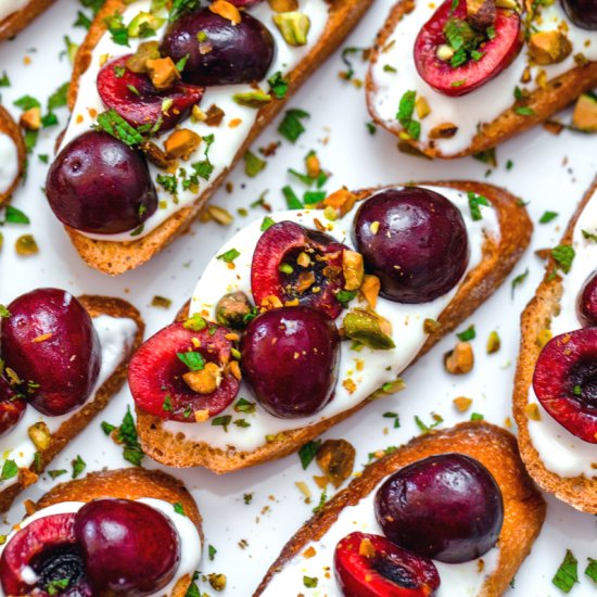 Whipped Ricotta Cherry Crostini