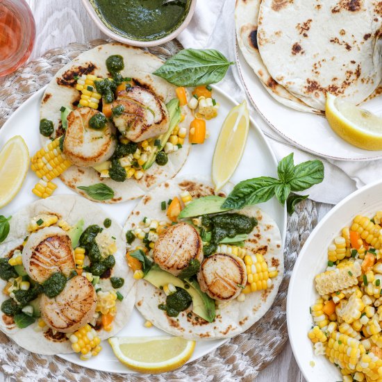 Scallop Tacos with Corn Salsa