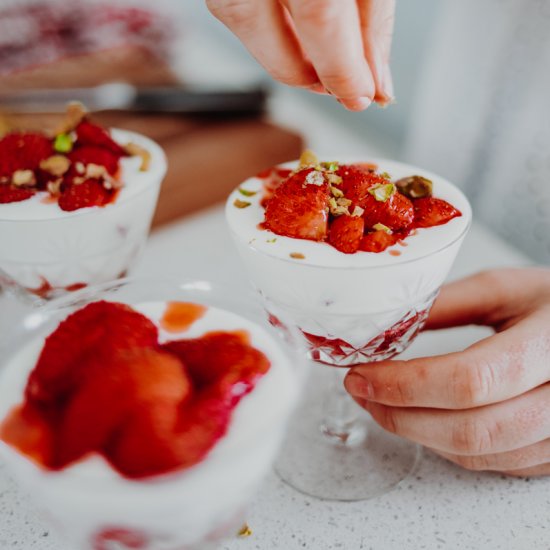 strawberry & elderflower fools