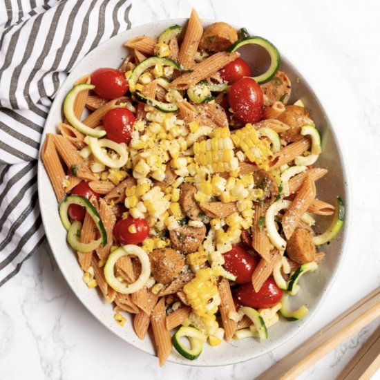 Zucchini and Grilled Corn Pasta