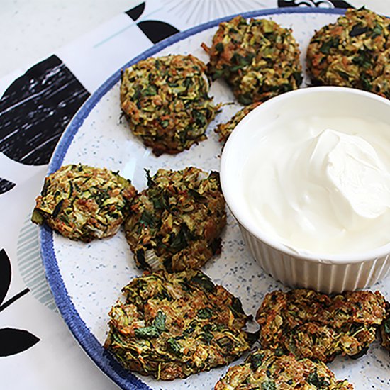 CRISPY BAKED ZUCCHINI FRITTERS