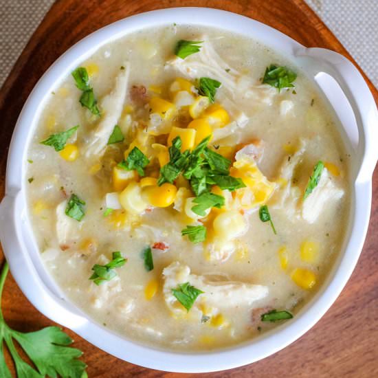 Crock Pot Corn Chowder with Chicken