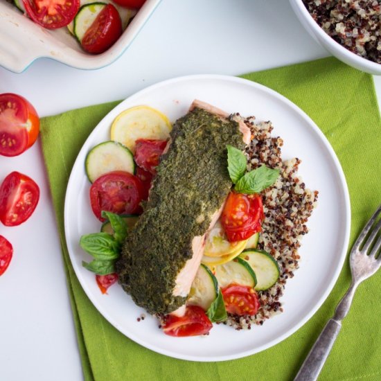 Pesto Baked Salmon & Veggies