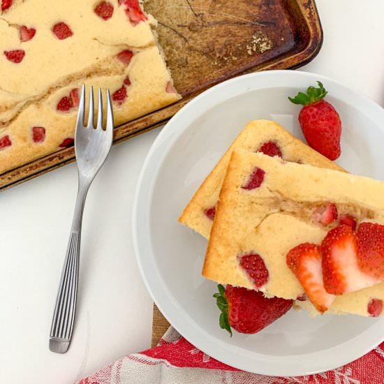 Strawberry Sheet Pan Pancakes