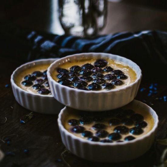 Sweet Corn Custard with Blueberries