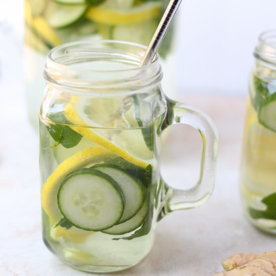 Lemon Cucumber Mint Ginger Water