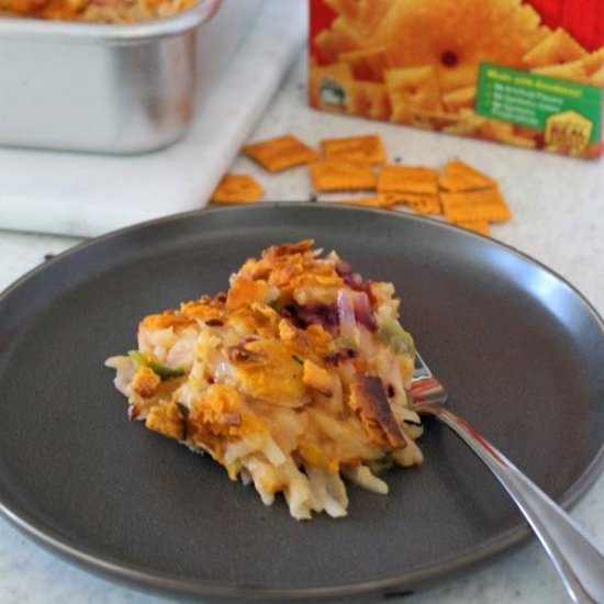 Cracker Crusted Cheesy Veggie Bake