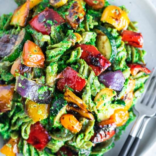 Grilled Veggie Pesto Pasta