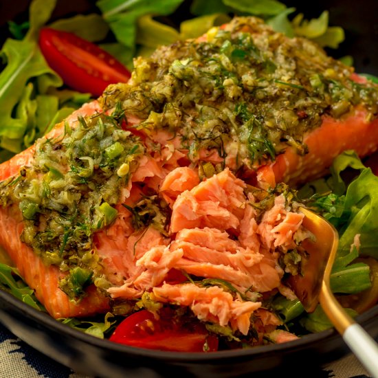 Baked Salmon with Dill and Jalapeño