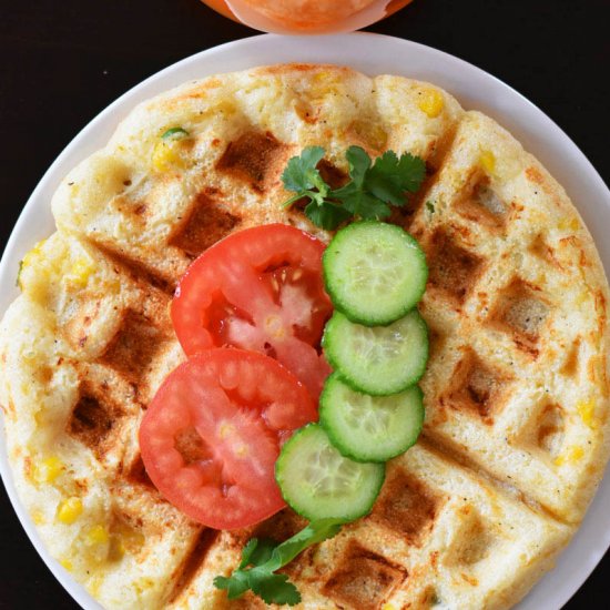 Eggless Savory Semolina Waffles