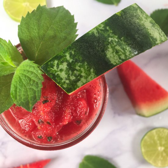 Watermelon Lime Smoothie with Mint