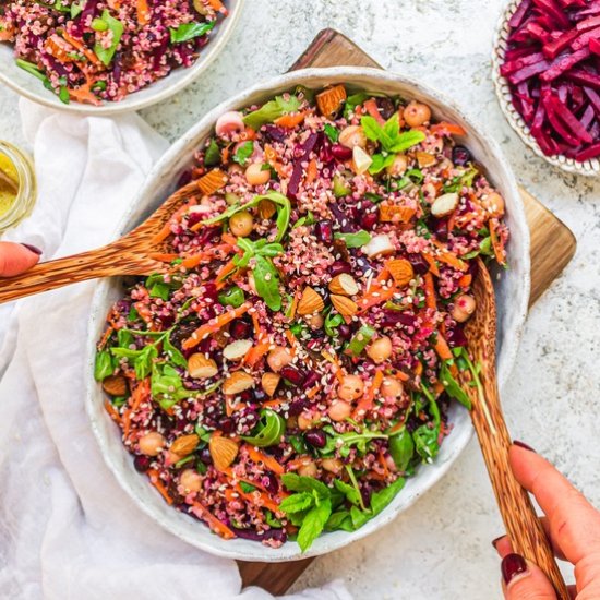 Almond Beet Chickpea Quinoa Salad