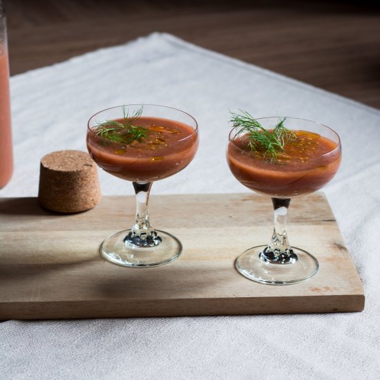 Strawberry Tomato Fennel Gazpacho