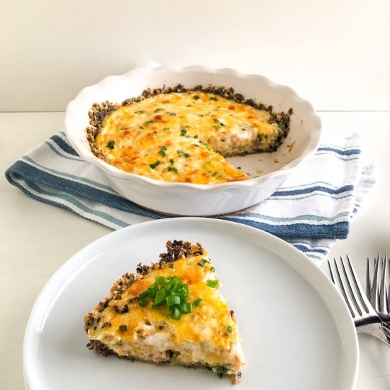 Mushroom Crust Quiche with Ham