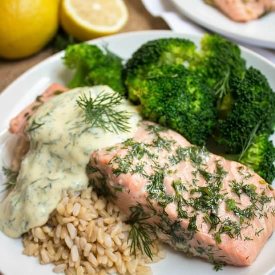 Lemon Mustard Dill Baked Salmon