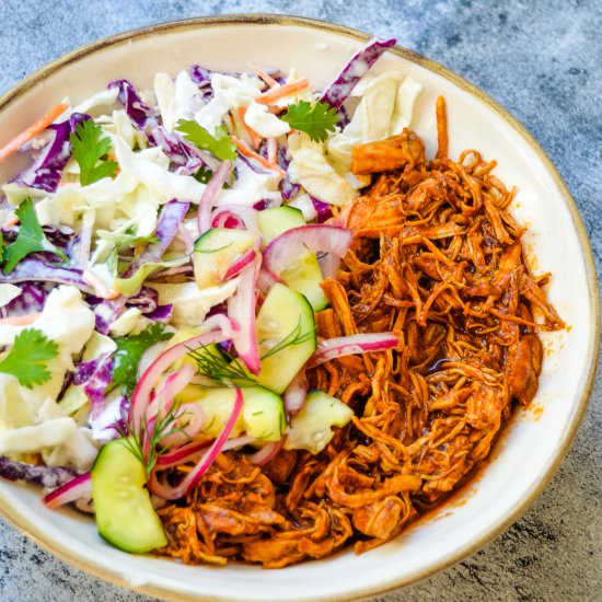 Shredded BBQ Chicken & Coleslaw + Q